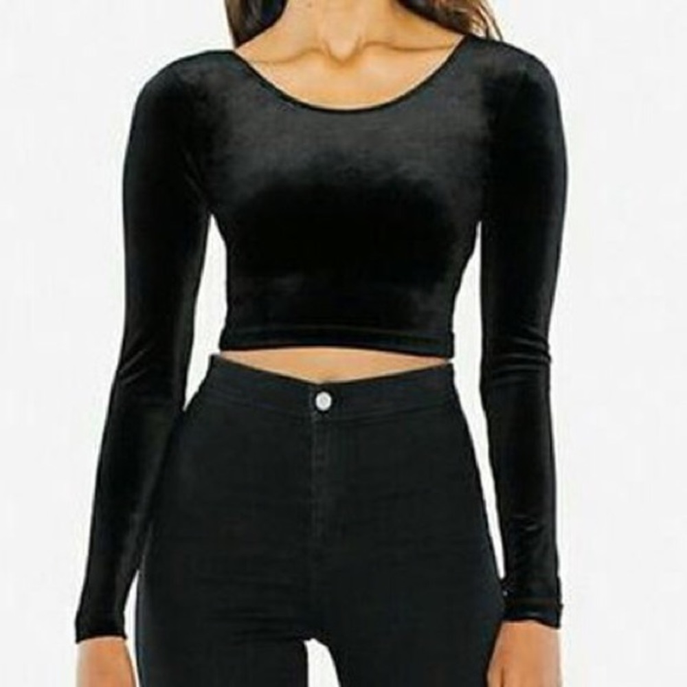 AA Long Sleeve Velvet Crop Top